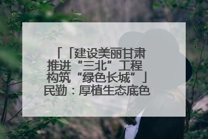 「建设美丽甘肃 推进“三北”工程 构筑“绿色长城”」民勤：厚植生态底色 筑牢绿色屏障