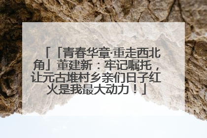 「青春华章·重走西北角」董建新：牢记嘱托，让元古堆村乡亲们日子红火是我最大动力！