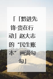 「黔进先锋·贵在行动」赵大志的“民生账本”画满勾勾