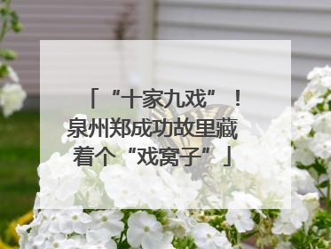 “十家九戏”！泉州郑成功故里藏着个“戏窝子”