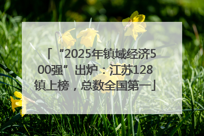 “2025年镇域经济500强”出炉:江苏128镇上榜,总数全国第一