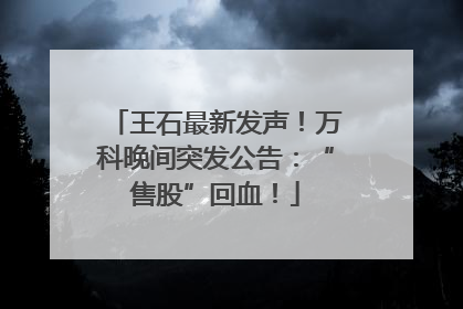 王石最新发声！万科晚间突发公告：“售股”回血！
