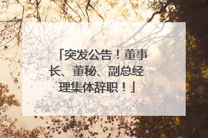 突发公告！董事长、董秘、副总经理集体辞职！