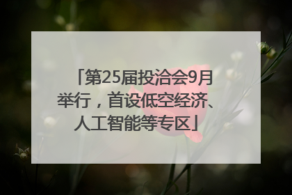 第25届投洽会9月举行，首设低空经济、人工智能等专区