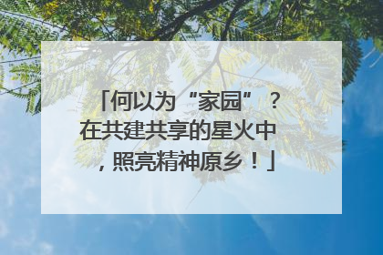 何以为“家园”？在共建共享的星火中，照亮精神原乡！