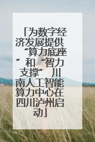 为数字经济发展提供“算力底座”和“智力支撑” 川南人工智能算力中心在四川泸州启动