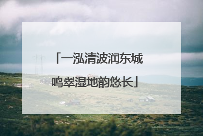 一泓清波润东城 鸣翠湿地韵悠长