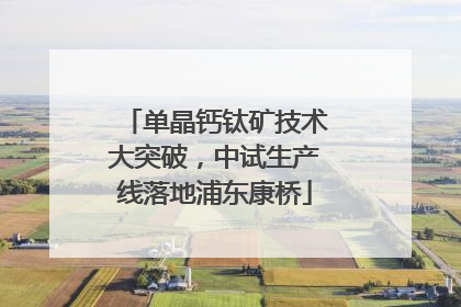 单晶钙钛矿技术大突破，中试生产线落地浦东康桥
