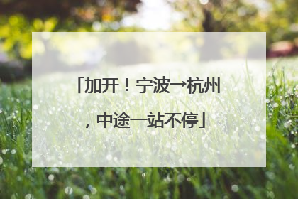 加开！宁波→杭州，中途一站不停