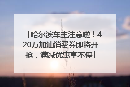 哈尔滨车主注意啦！420万加油消费券即将开抢，满减优惠享不停