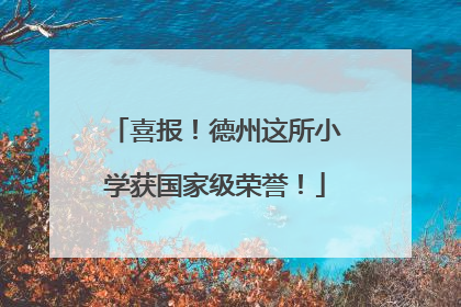 喜报！德州这所小学获国家级荣誉！