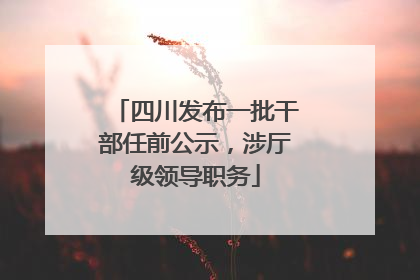 四川发布一批干部任前公示，涉厅级领导职务