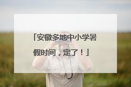 安徽多地中小学暑假时间，定了！