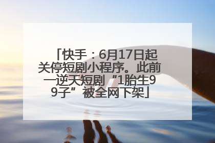 快手：6月17日起关停短剧小程序。此前一逆天短剧“1胎生99子”被全网下架