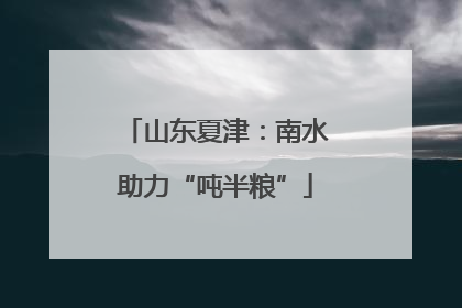 山东夏津：南水助力“吨半粮”