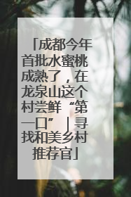 成都今年首批水蜜桃成熟了，在龙泉山这个村尝鲜“第一口”｜寻找和美乡村推荐官