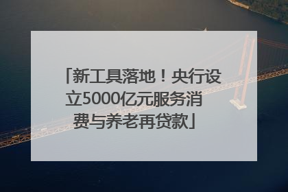 新工具落地！央行设立5000亿元服务消费与养老再贷款