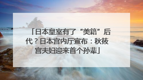 日本皇室有了“美籍”后代？日本宫内厅宣布：秋筱宫夫妇迎来首个孙辈