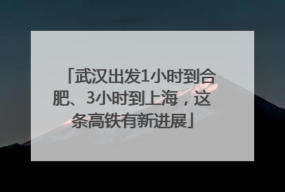 武汉出发1小时到合肥、3小时到上海，这条高铁有新进展