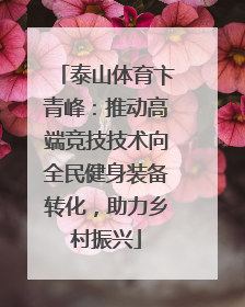 泰山体育卞青峰：推动高端竞技技术向全民健身装备转化，助力乡村振兴