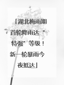 湖北梅雨期首轮降雨达“特强”等级！新一轮暴雨今夜抵达