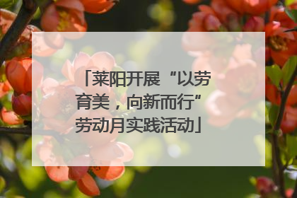 莱阳开展“以劳育美，向新而行”劳动月实践活动