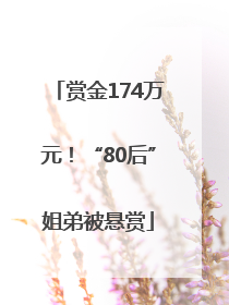 赏金174万元！“80后”姐弟被悬赏