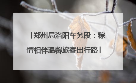 郑州局洛阳车务段：粽情相伴温馨旅客出行路