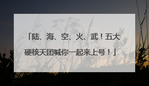 陆、海、空、火、武！五大硬核天团喊你一起来上号！