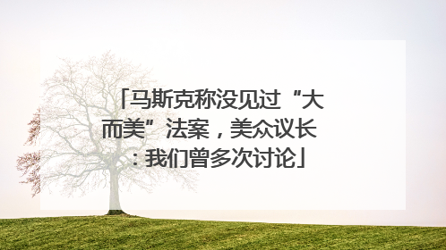 马斯克称没见过“大而美”法案，美众议长：我们曾多次讨论