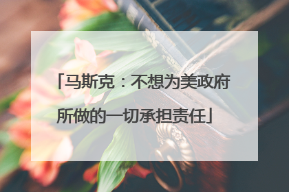 马斯克：不想为美政府所做的一切承担责任